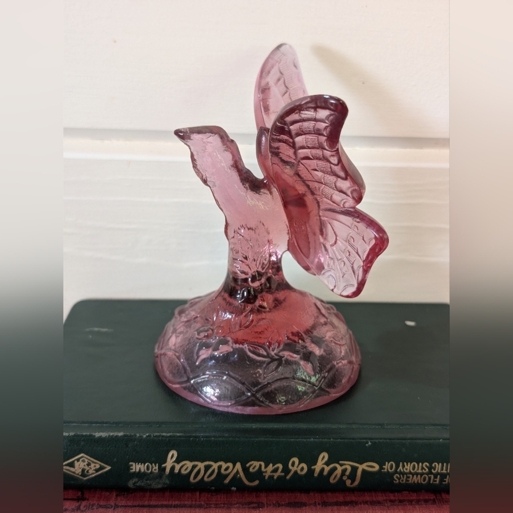 Vintage Fenton Glass Pink Butterfly
